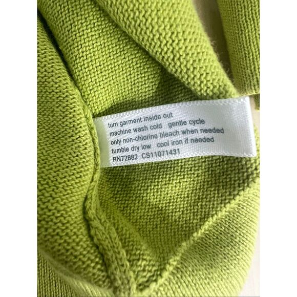 Fashion Bug Lime Green Long Sleeve Knit Top Plus Size 2X Ruffle V-Neck Cotton - Picture 11 of 14